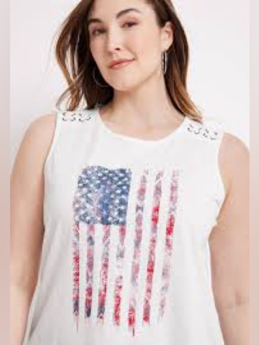 Maurices White Sleeveless Tank with Distressed American Flag